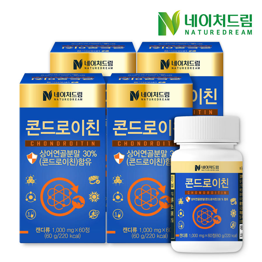 <b>네이처드림 콘드로이친</b> 관절 연골 건강 1,000mg 60정 4박스
