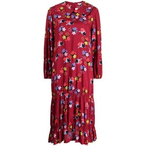 꼼데가르송 플로랄프린트 미디 드레스 원피스 NLO008 2 BURGUNDY RED 여성