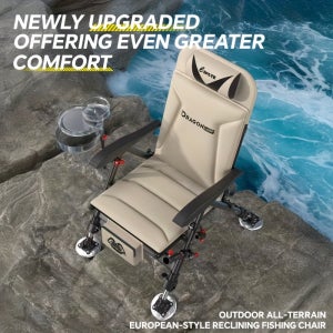 조절 가능한 경사 각도, 가벼고 튼튼한 텅스텐 스틸 프레임, 인체공학적 등받이 및 팔걸이를 갖춘 강력한 전지형 낚시 및 캠핑 의자. 야외 활동, 캠핑, 낚시, 하이킹, 피크닉을