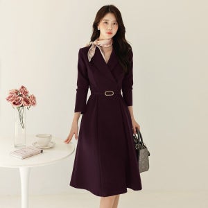 시크라인 크로포드 테일러드 카라 벨티드 포멀 원피스 빅사이즈/오피스룩/하객룩