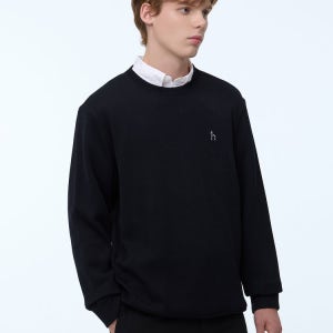 [헤지스 남성] [스테디셀러] 블랙 짜임 면 맨투맨티셔츠 WHTS4D346BK