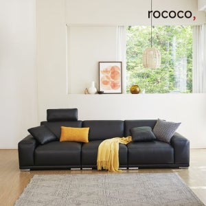 로코코 바젤 카우 세미 아닐린 전체 가죽 4인 소파(백화점 상품권 증정)