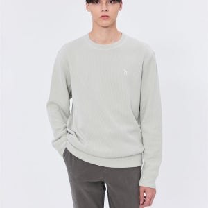 [헤지스 남성] [반값세일][스테디셀러] 그레이 짜임 면 맨투맨티셔츠 WHTS4D346G1