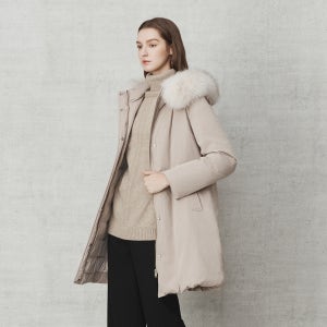 [아이잗바바(OUTLET)] 폭스퍼 후드 하프 덕다운 점퍼 (DARK BEIGE) BPAA2PD401