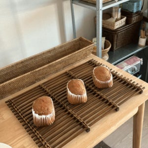 꼬임 포인트가 있는 라탄 나무 발 2size (트레이)