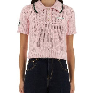 [카사블랑카] (WOMAN) 25FW COTTON MOULINÉ POLO SHIRT WPF25-KW-1014_02PINK