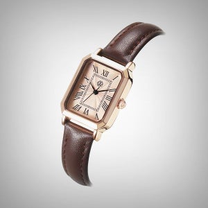 스퀘어 클래식 레더 워치 로즈골드 여성 가죽시계