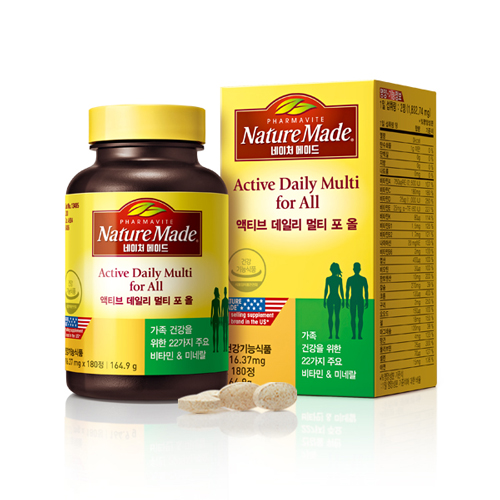 네이처메이드 <b>액티브 데일리 멀티 포 올</b> 916.37mg x 180정, 2개
