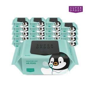 슈퍼대디 [슈퍼대디] 시그니처 미스터펭 민트 물티슈 70매 20팩 (70g)