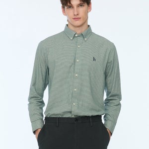 헤지스 남성 24FW 스테디셀러 터키쉬블루 체크 면 긴팔캐주얼셔츠 414335 100 WHSH4D402T2