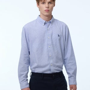 [헤지스 남성] [스테디셀러] 블루 체크 면 긴팔캐주얼셔츠 WHSH4D402B2