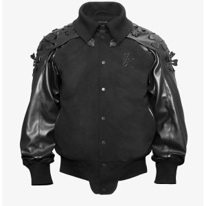 준태 킴 블랙 레이저 컷 플라워 바시티 재킷 JTK_AW25_J05