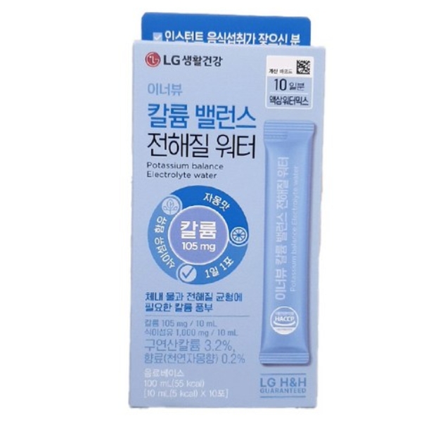 엘지생활건강 이너뷰 칼륨 <b>밸런스</b> 전해질 <b>워터</b> 10ml  x 10포, 1개