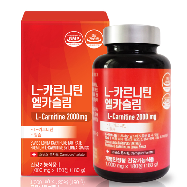 엘<b>카르니틴</b> 엘카슬림 1000mg x 180정, 1개