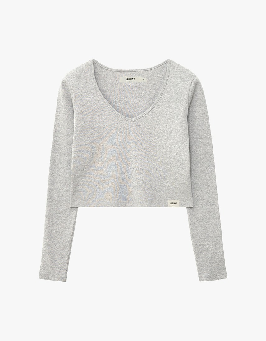 글로니,G Classic V-Neck Long Sleeve - Melange Gray
