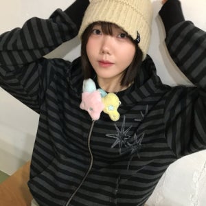 [언타이틀 서울] 언타이틀 스테리나잇 스트라이프 후드집업 블랙 UN25HZ02BK