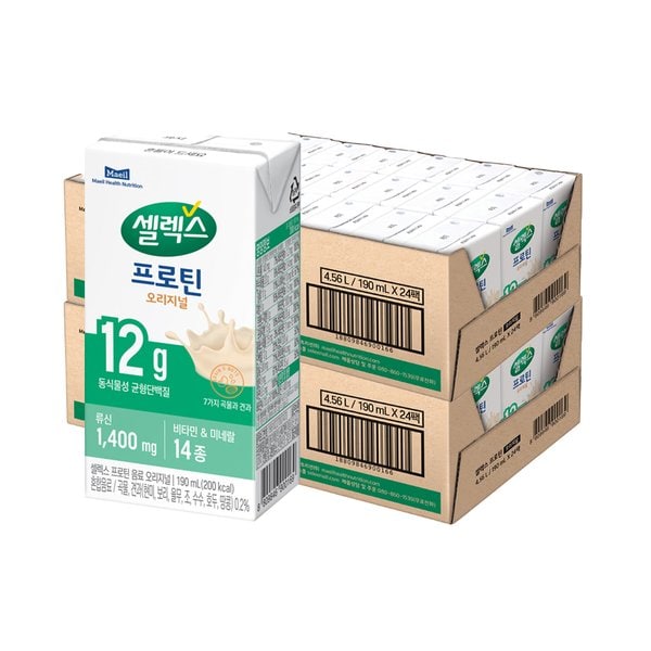 <b>셀렉스</b> 건강식품관 프로틴음료 오리지널(TBA) 대용량 190ml 48개입/마시는 단백질