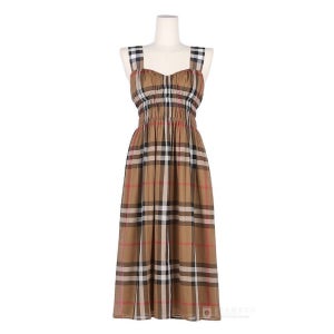 버버리 달리아 하우스체크 셔링 민소매 원피스 브라운 80843131 Brown