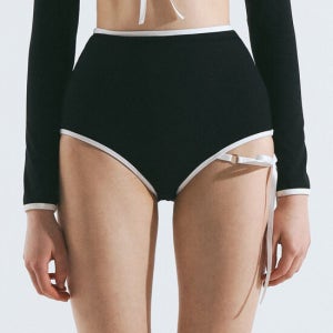 비나제이 원사이드 리본 라인 하이 비키니팬티 (Black)