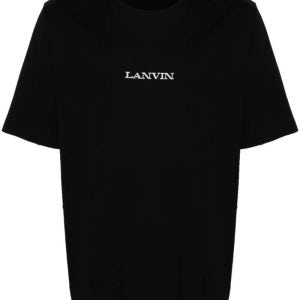 랑방 반팔 티셔츠 블랙 RMTS0110J134A24 26 SS 로고 자수 코튼 TP427141903 88909278