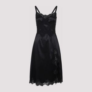 돌체앤가바나 블랙 새틴 레이스 트림 원피스 F6A5DT FURAD N0000