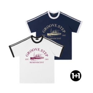 [그루브스텝] [2PACK] 1+1 삼선 노아 라운드 반팔 티셔츠 S0045