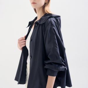 [LANVIN COLLECTION] 모크넥 밴딩 플레어 후드 점퍼 / LC2F8WOT725W_DN