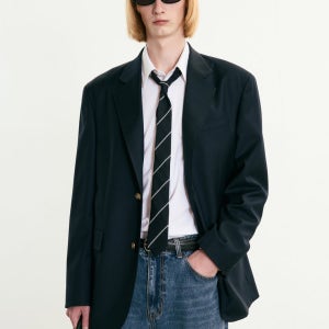 [티엔지티] FrayBoy Wool Blended Gold Button Blazer (Navy) TNJA5F107N2