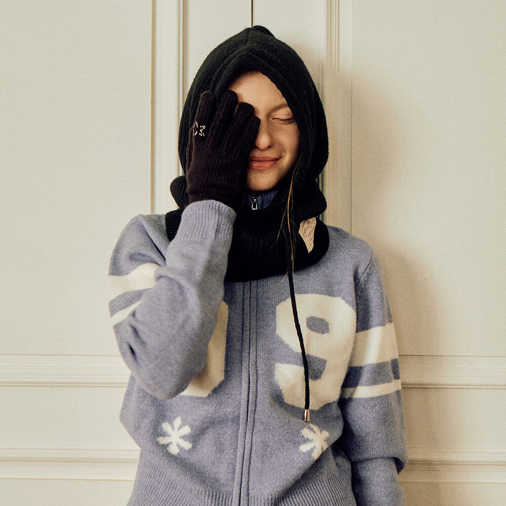 [라츠유] lotsyou_Varsity Knit Zip-up Cardigan Sky Blue