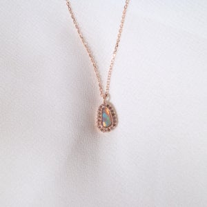 14k 호주 솔리드 오팔 꼬냑다이아 목걸이, style410