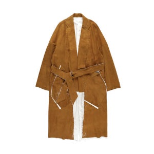 설밤 브라운 클래식 레더 가운 코트 M-L01-900