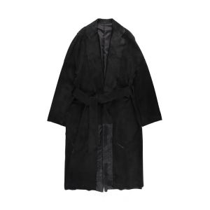 설밤 블랙 클래식 레더 가운 코트 M-L01-900