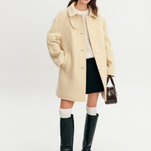 [룩캐스트] 헤일리 울 부클 하프 코트_버터 / HAILY WOOL BOUCLE HALF COAT_BUTTER_LK2EWTOC005-BU