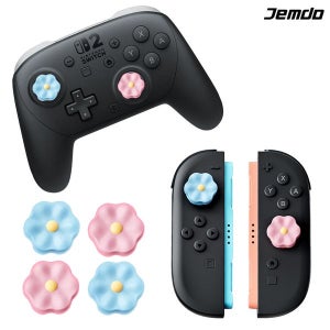 [업마켓] 닌텐도 스위치2 조이콘 스틱커버 JEMDO 플라워 4P세트 프로콘2 호환_m20250730e41f30797
