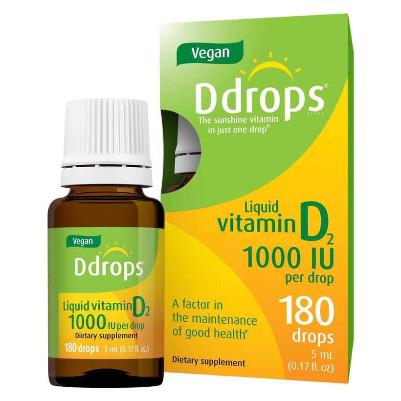 <b>Ddrops</b> 비건 1000 IU 180 방울 비타민 D 액체  1개