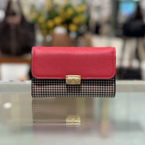 [닥스 액세서리] 닥스 DAKS WOMENS ACCESSORIES CLA 체크 장식 포인트 소가죽 배색 중지갑 473480 DCWA5F856R2