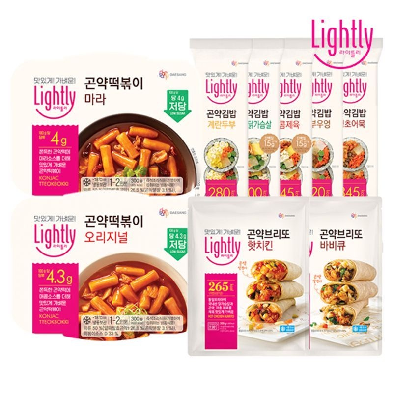 <b>라이틀리</b> 곤약떡볶이 300g x 2개 + 곤약브리또 500g + 곤약김밥 220g