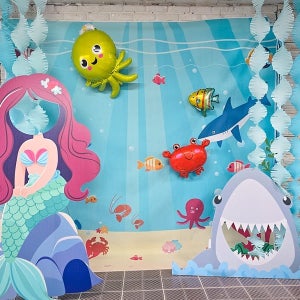 시원한 여름 파티세트 06 / 바닷속 세상 현수막 여름 환경구성 바다배경 포토존 꾸미기 용품