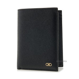 살바토레 페라가모 라벨루쏘  FW25 남성 간치니 컴팩트 반지갑 66 1459 NERO 0775656