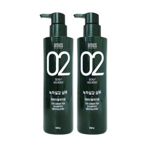 NC야탑점 [amos] 아모스 녹차실감 샴푸 500g 2개 리바이탈 라이징 두피 모발 케어