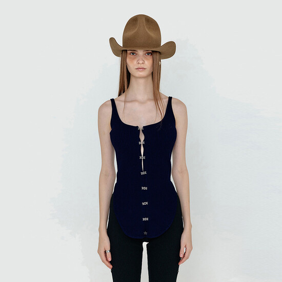 잉크 Wesle Bustier Knit Top - Navy