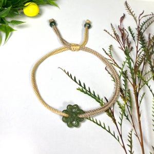 수능팔찌 천연 그린 화전옥 네잎클로버로 매듭 팔찌, 힐링스토리