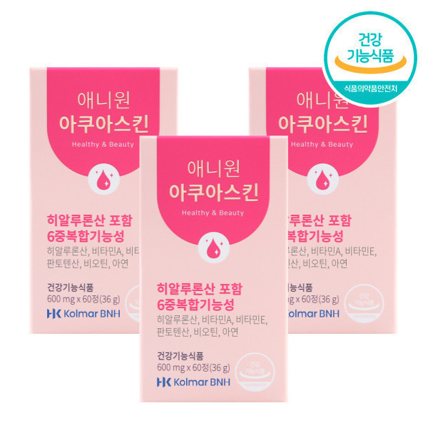 미감미소 한국콜마/12주 콜라겐/히알루론산/애니원아쿠아스킨 이너뷰티영양제/비오틴 비타민E 판토텐산 6중복합기능성