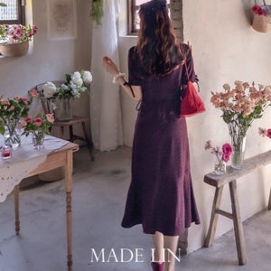 [베스트특가 6천원 할인]MADE LIN앨리쉬 플라워 진주버튼 랩 원피스[size:F(55~66)]