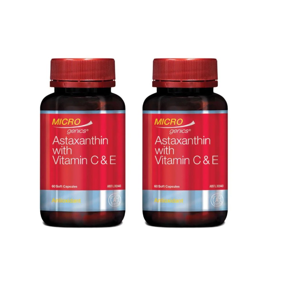[호주직배송] <b>마이크로제닉스 아스타잔틴</b> 비타민C E Microgenics Astaxanthin High Strength With Vitamin C &amp; E  2개  60정