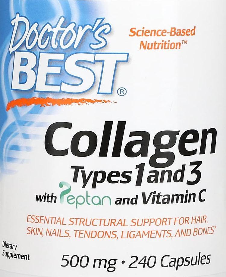 Doctors Best <b>콜라겐 1형</b> 및 <b>3형</b> 펩탄 및 비타민C <b>500mg</b> 캡슐 240정 여성 30 40 영양소  1개