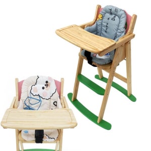 샬라라 개구리 원목 식탁의자 유아 접이식 밥상의자 베이비체어 쿠션시트 방석 세트