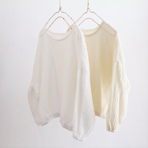 3중거즈 티블라우스 이지웨어 홈웨어, 봄에