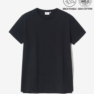 [예일] [PREMIUM COTTON] 우먼즈 기자 코튼 반팔티셔츠 블랙