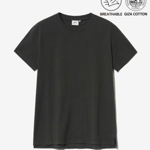 [예일] [PREMIUM COTTON] 우먼즈 기자 코튼 반팔티셔츠 차콜